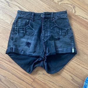 Black One Teaspoon High Waste Shorts